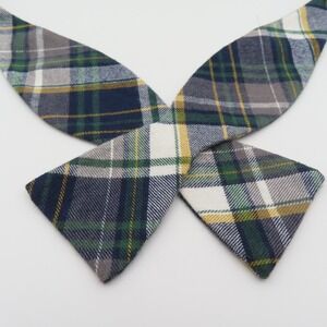 Penquin Bow Tie Red Blue Green Yellow Plaid 2" Wide Self Tie Cotton